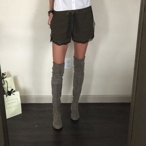 Zara Lace Trimmed Olive Shorts